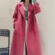 Cedar pink double-sided wool coat for women long knee autumn and winter new Hepburn style loose wool coat high-end