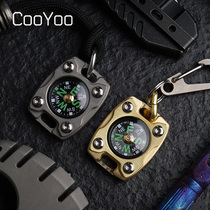 Coyoo CPS-2 titanium alloy brass mini compass EDC outdoor compass night light portable finger north pin