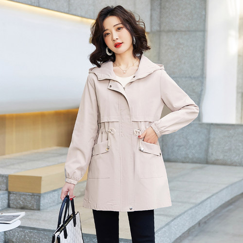 初春风衣女中长款2025春装新款宽松休闲英伦风小个子薄款大衣外套 - 图3
