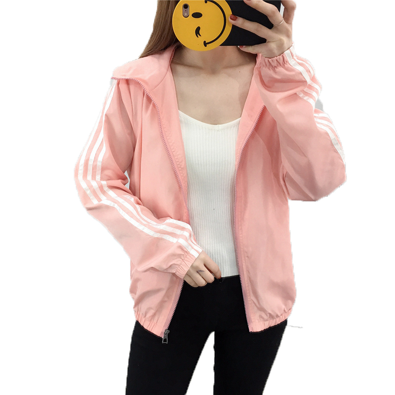 若芬旗舰店外套女春秋新款韩版宽松休闲学生连帽薄款情侣装港风短款夹克3