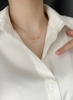 钛钢十字链女竹子吊坠百搭潮