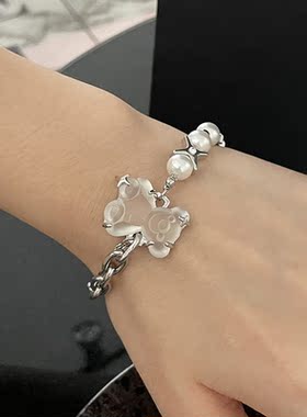 女钛钢欧美小熊手链百搭潮