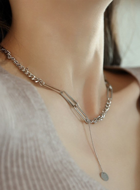 合金锁骨链女圆牌字母吊坠百搭潮