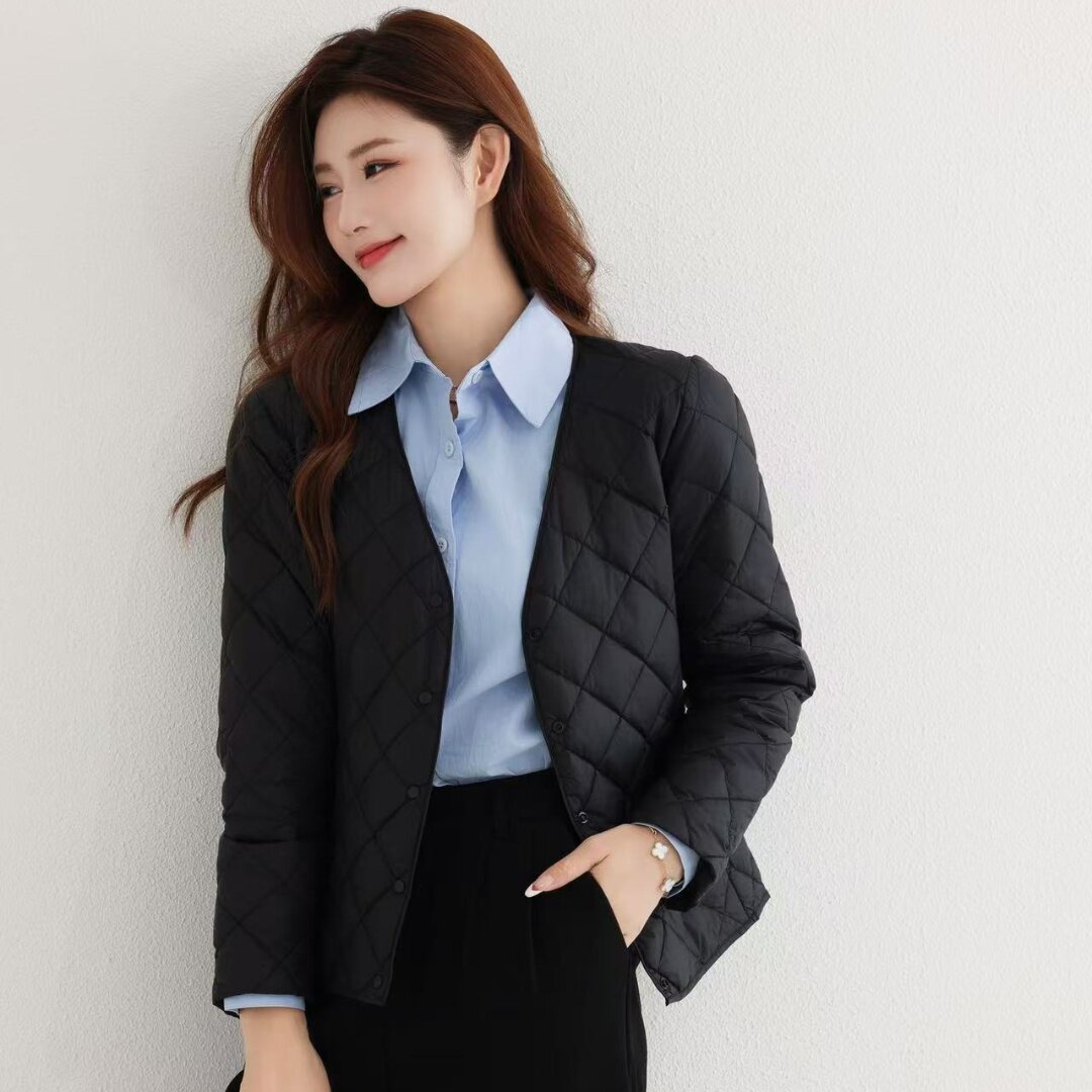 大衣内搭轻薄羽绒服女短款外套2026秋冬新款内胆V领修身保暖打底