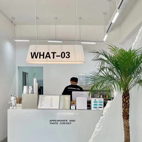 定制咖啡店吧台椭圆形布艺吊灯长方梯形餐厅前台理发服装奶茶灯罩 - 图2