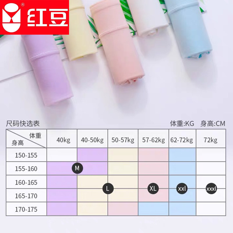 红豆女士内裤纯棉性感可爱少女中腰全棉三角裤头4条礼盒装包邮,淘宝优惠券,粉丝福利购,淘宝优惠卷