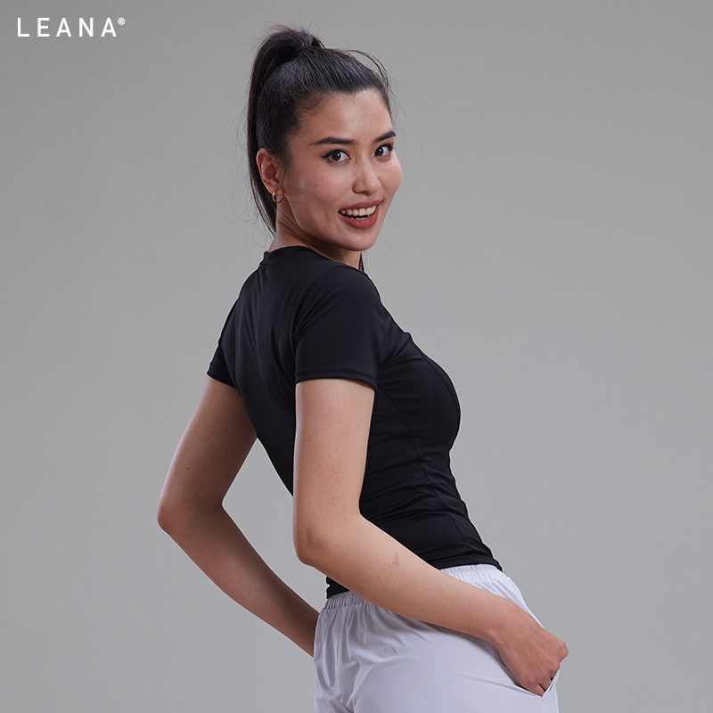 LEANA丽娜瑜伽服短袖T恤运动健身休闲百搭时尚透气速干上衣女3335