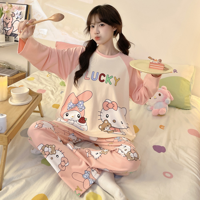 睡衣女士春秋款秋季纯棉长袖全棉比卡丘夏天空调房薄款家居服套装