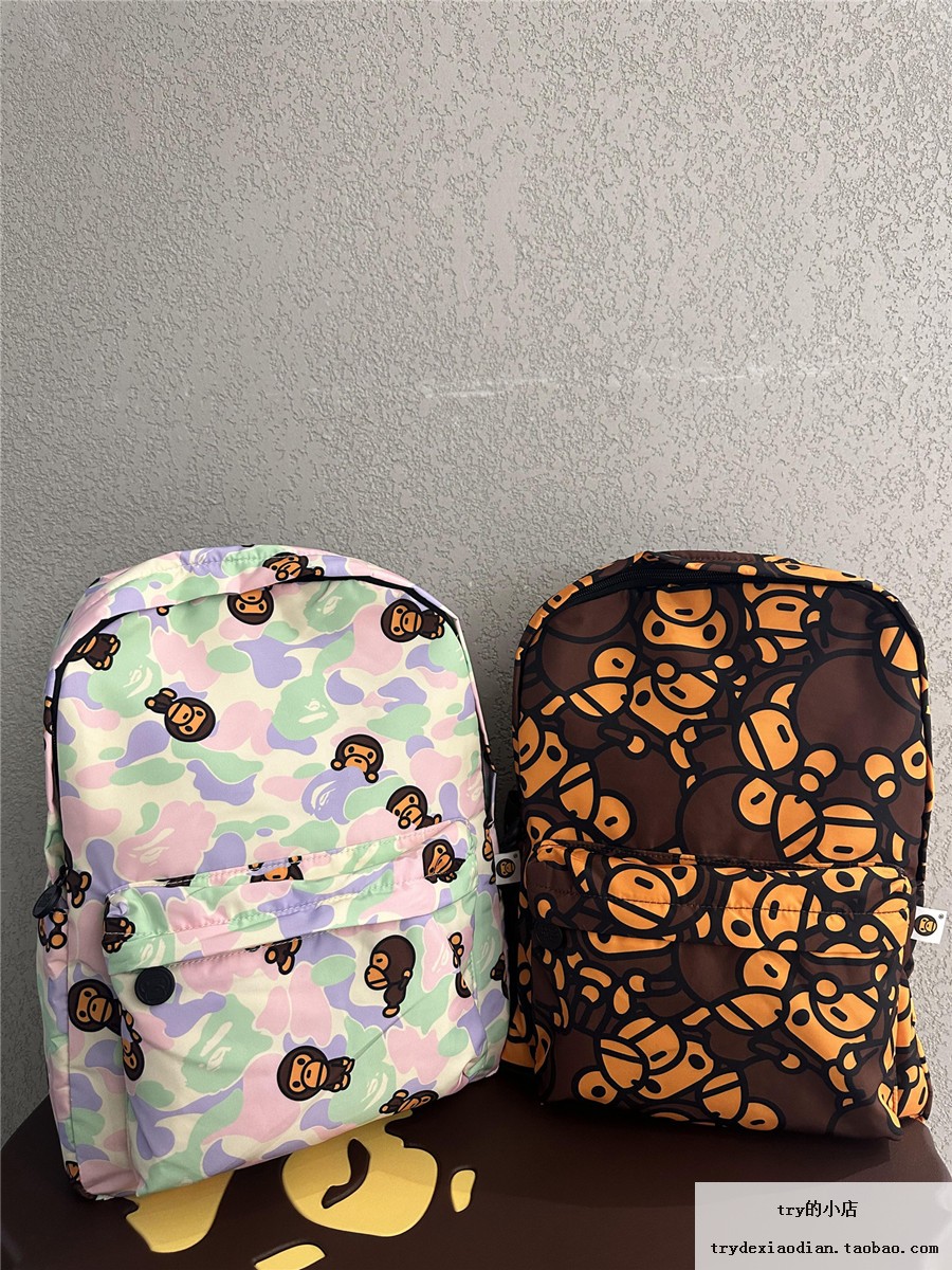 现货 BAPE BABY MILO DAY PACK 黑色 绿迷彩动物园 双肩包 中号 - 图0