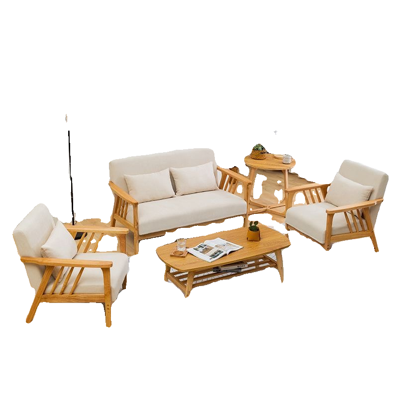 北欧实木布艺沙发家用小户型组合现代简约客厅办公室休闲桌椅套装 - 图3