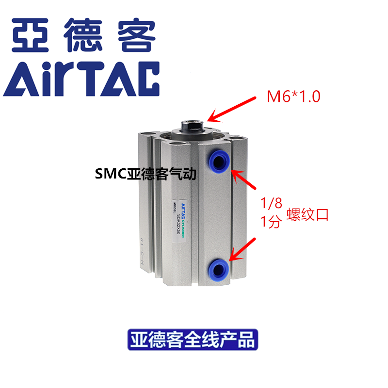 亚德客原装正品超薄型气缸SDA20X60X65X70X75X80X85X90X100X110-图2