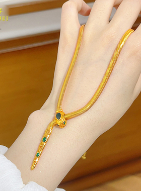 妙曦镀金软蛇骨项链女个性仿黄金