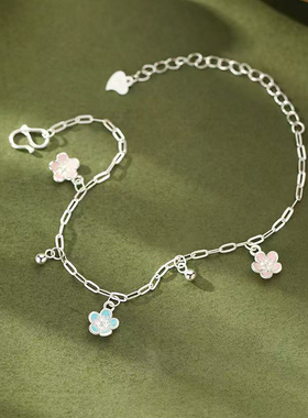 弗风树s999银氛围感简约小清新花朵可爱樱花甜美文艺温柔百搭手链