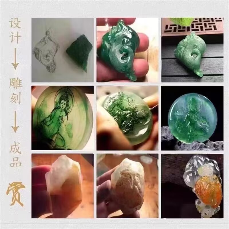 翡翠玉石来料加工玛瑙玉器南红蜜蜡和田原石加工雕刻设计定制抛光 - 图2