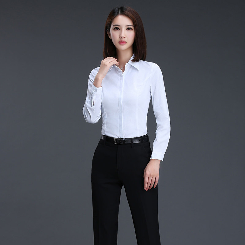 新款职业装白色衬衫女春秋长袖女士正装工作服蓝色衬衣女气质工装,淘宝优惠券,粉丝福利购,淘宝优惠卷