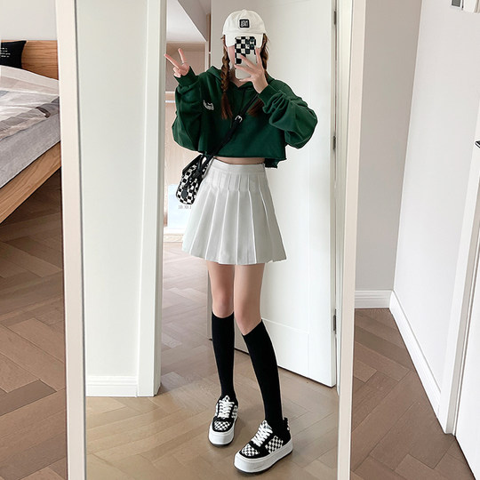 Gray pleated skirt women's new autumn and winter style skirt