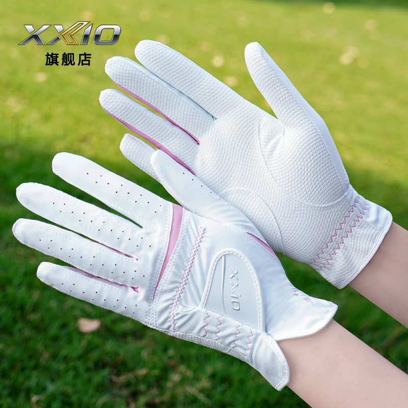 XXIO/XX10 高尔夫手套 女士手套 女款双手白粉色 高尔夫球手套 - 图1
