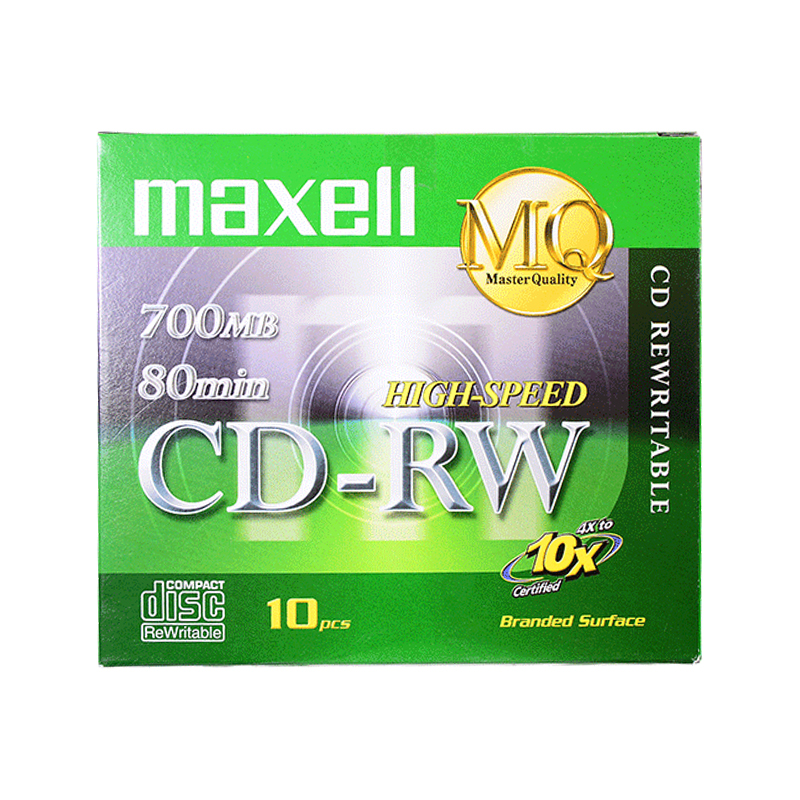 maxell麦克赛尔CD-RW空白光盘MQ系列10速单片薄盒装台产10片装可擦写光盘车载光碟 - 图0