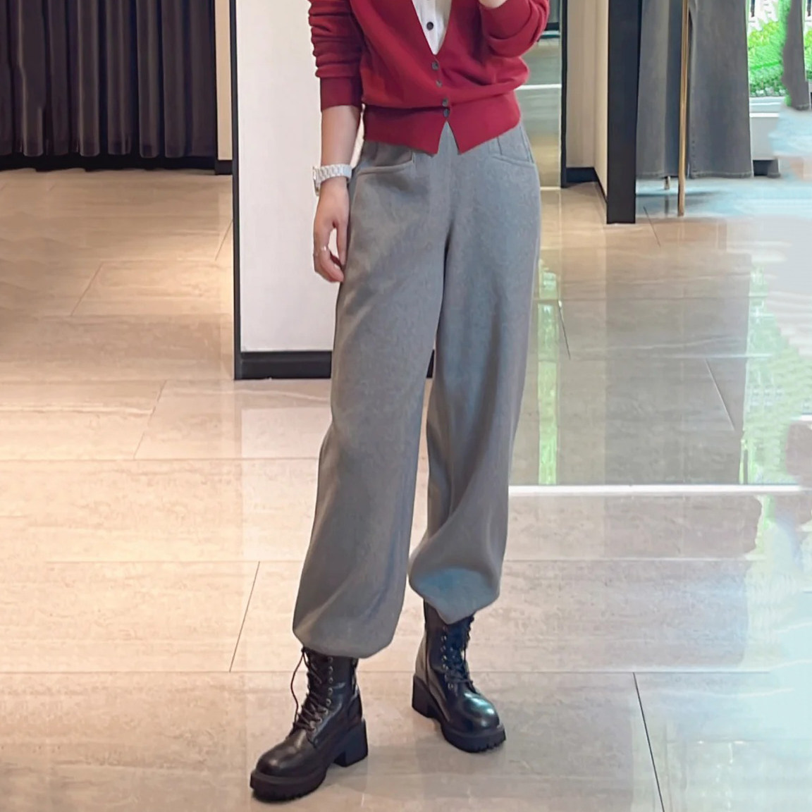 商场同款女装2025秋冬新款时尚百搭直筒加绒加厚休闲裤卫裤长裤子