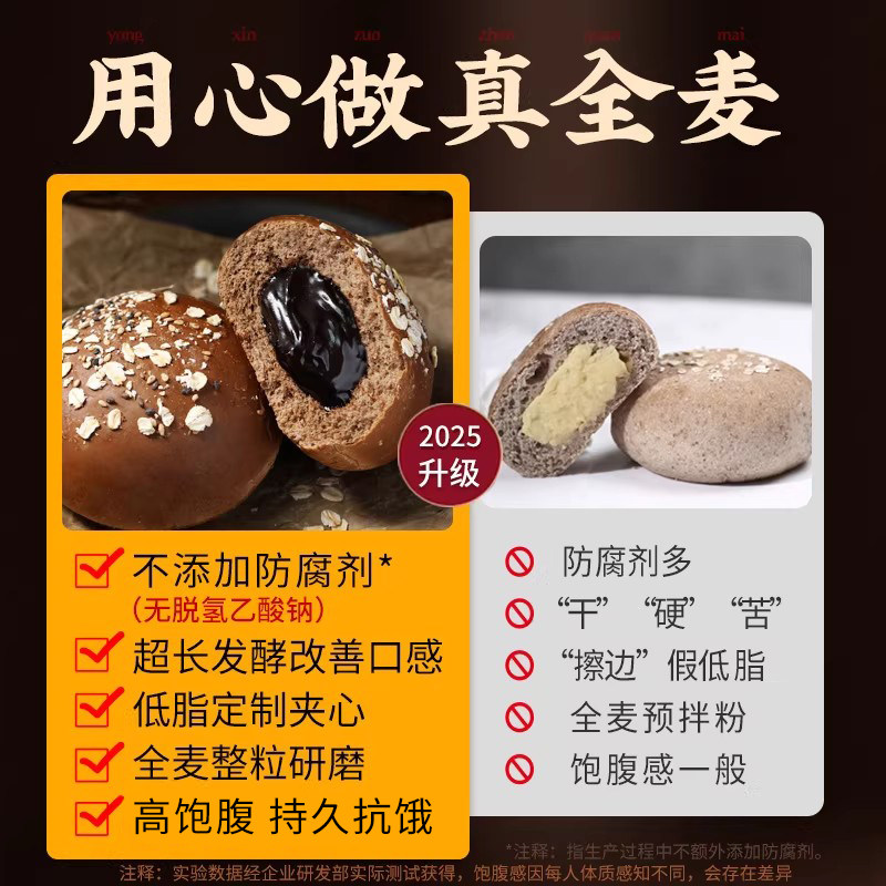 全麦欧包减低脂肪0早餐面包卡无糖精无油夹心整箱代餐饱腹零食品