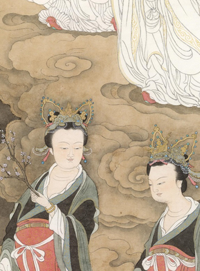 摹宋代北斗七星图立轴佛画星宿神仙工笔人物画微喷复制装饰画学习