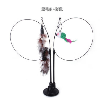 Z-popular suction cup cat teasing stick, adsorbable, handheld steel wire cat teasing stick, multi-head replaceable cat toys, ອຸປະກອນສັດລ້ຽງ