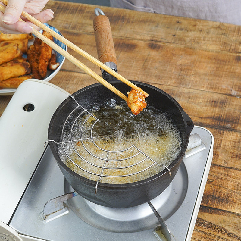 铸铁油炸锅家用省油小炸锅炸薯条小铁锅辅食小奶锅电磁炉燃气通用,淘宝优惠券,粉丝福利购,淘宝优惠卷