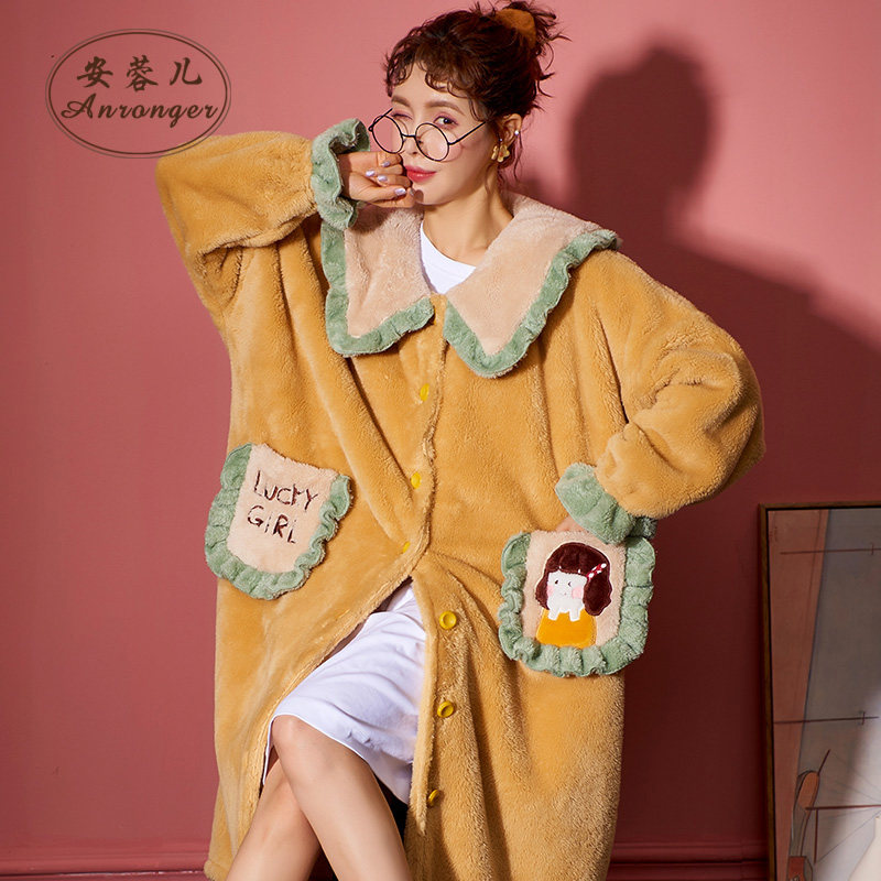 秋冬季法兰绒可爱连体珊瑚绒睡衣 安蓉儿睡袍/浴袍