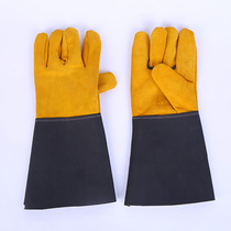 Electric welding gloves abrasion-proof heat insulation long leather welding half leather gloves Bull Leather Gloves Welt Gloves Laoprotective Gloves