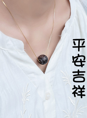 djy女款沉香木镶银锁骨链项链