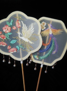 团扇古风刺绣团扇汉服刺绣古风