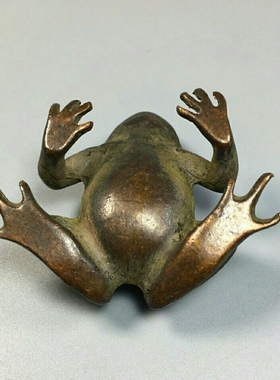 复古实心青蛙小摆件呱呱来财招财茶道茶台家居桌面摆放古玩收藏