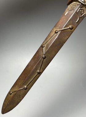 手持狮咬剑小法器七星剑饰品八卦法剑挂件貔貅虎头太极仿紫铜