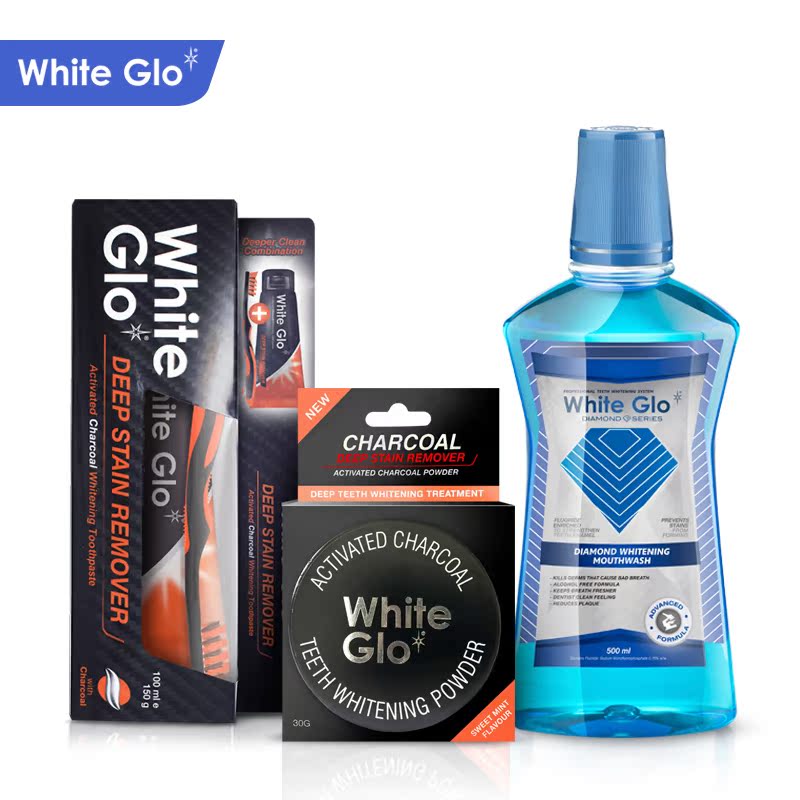 澳洲whiteglo惠宝健白牙粉活性炭 whiteglo口腔护理套装