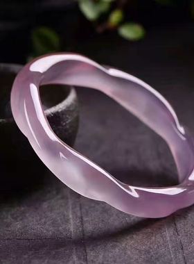 天然巴西冰种粉紫玛瑙镯子特级款麻花竹节手镯送女友送闺蜜赠证书