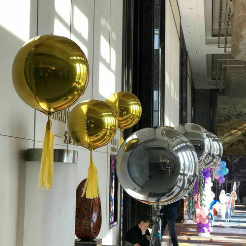 4D铝箔气球10寸18寸22寸4D圆形铝膜气球装饰布置生日气球 - 图2
