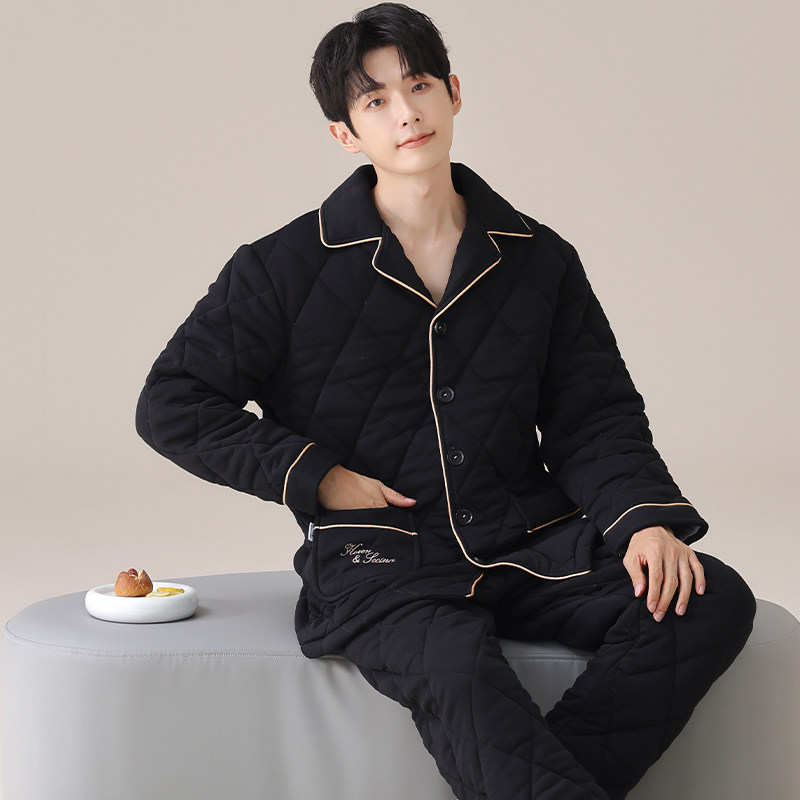 睡衣男款冬季三层夹棉2025新款冬天男士加绒加厚家居服套装可外穿,淘宝优惠券,粉丝福利购,淘宝优惠卷