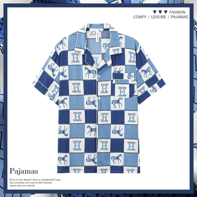 Pajamas ຜ້າຝ້າຍໄຫມດຽວເທິງຜູ້ຊາຍ 2026 ໃຫມ່ lapel ແຂນສັ້ນງ່າຍດາຍ summer ບາງເຄື່ອງນຸ່ງຫົ່ມເຮືອນຝ້າຍປອມ