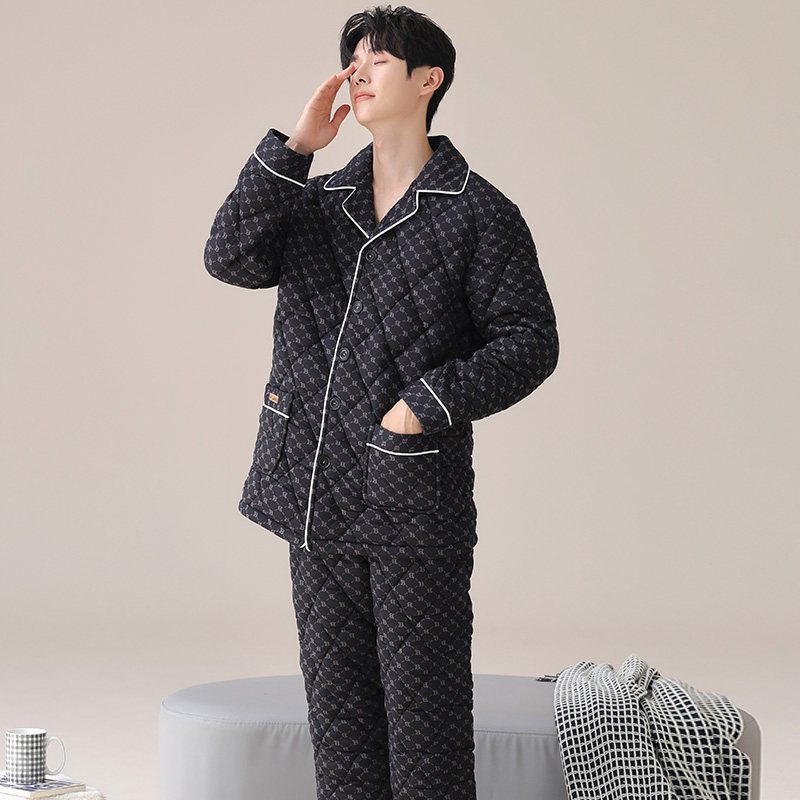 睡衣男款冬季三层夹棉2025新款冬天男士加绒加厚家居服套装可外穿,淘宝优惠券,粉丝福利购,淘宝优惠卷