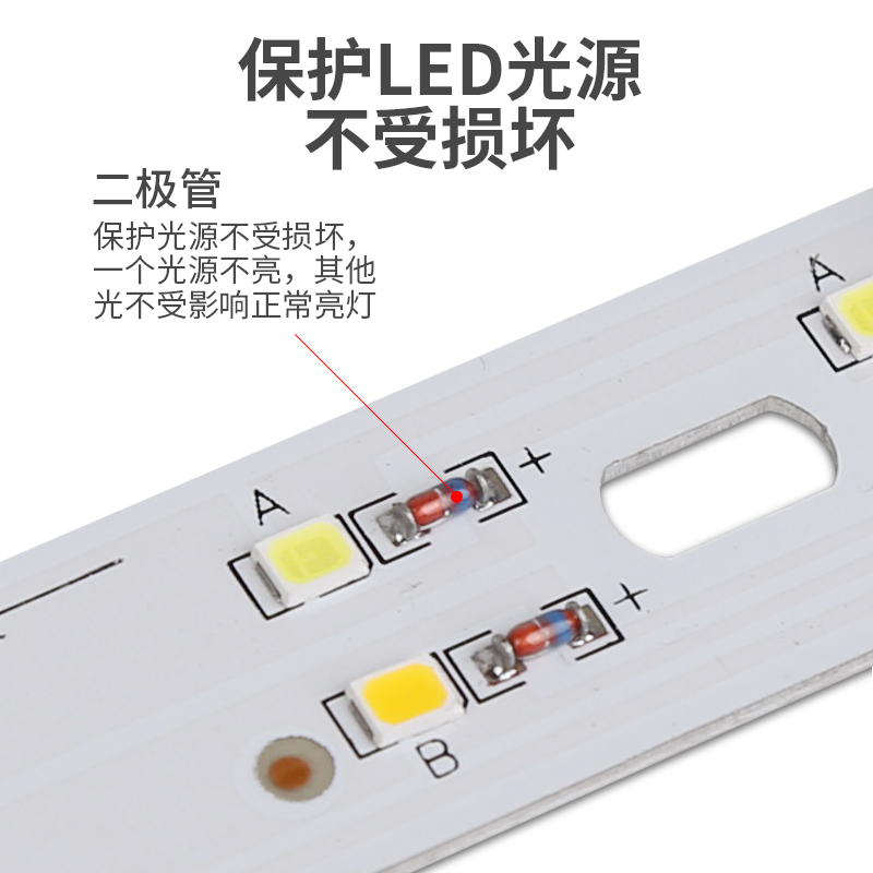 led灯条替换吸顶灯三色变光长条220家用客厅灯芯灯带贴片光源灯板