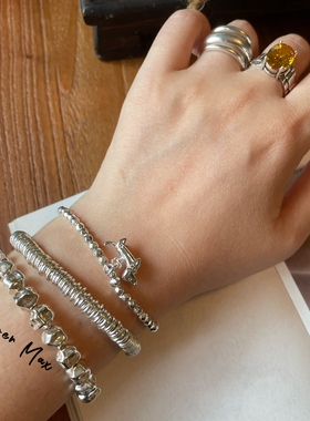 super max原创925纯银无相珠单圈藏式民族风佛珠念珠手串叠戴手链