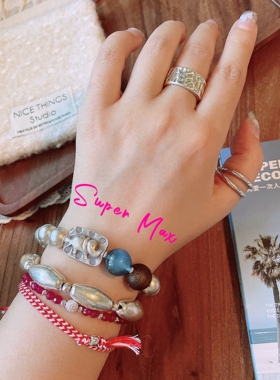 super max原创设计S925泰国手工银纯银沉香海蓝宝水晶大银珠手链