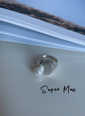 纯银925小众设计韩版蛋形人造珍珠大气个性百搭ins风叠戴戒指女