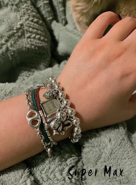 爱心涂鸦重工手链925纯银