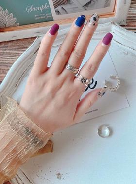 韩国进口小众宽叠戴星星多层戒指