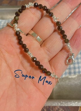 重工925纯银手工磨砂手链银圈