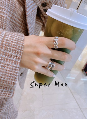 纯银桃心宽版叠戴百搭INS风戒指