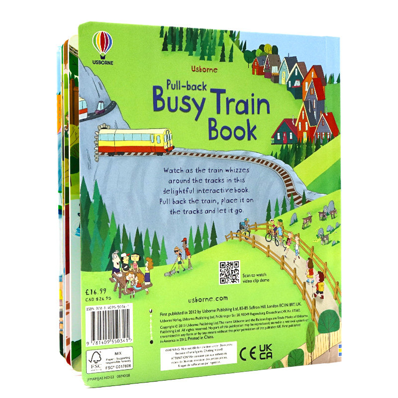 繁忙的火车轨道书 Usborne Pull-back Busy Train 英文原版绘本 儿童互动游戏读物 益智轨道书 wind-up同系列手动回拉玩具书大开,淘宝优惠券,粉丝福利购,淘宝优惠卷