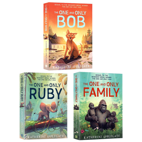 纽伯瑞奖3册套装 英文原版The One and Only Ruby Family Ivan Bob 纽伯瑞金奖作者儿童文学进口正版青少年英语课外阅读章节桥梁书 - 图0