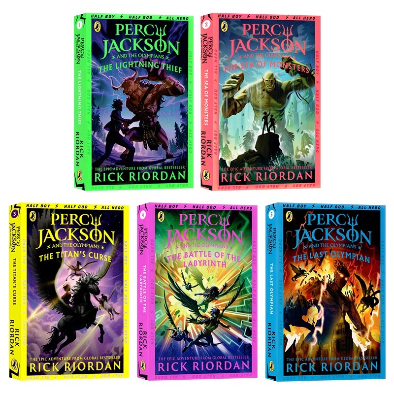 新版波西杰克逊系列第一季5册 英文原版青少年科幻小说 Percy Jackson and the Lightning Thief波西杰克逊与神火之盗英语课外阅读 - 图0